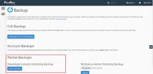 الخيار لإنشاء Partial Backups