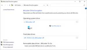 ميزة Bitlocker encryption الموجودة في نسخة ويندوز Pro فقط