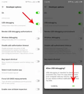 تفعيل خيار USB Debugging